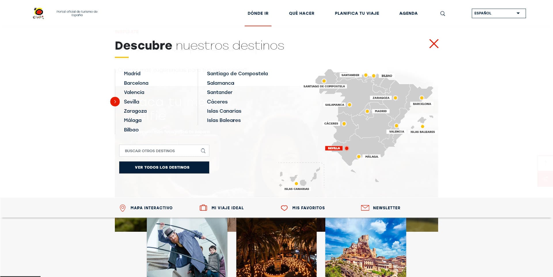 Menú desplegable spain.info